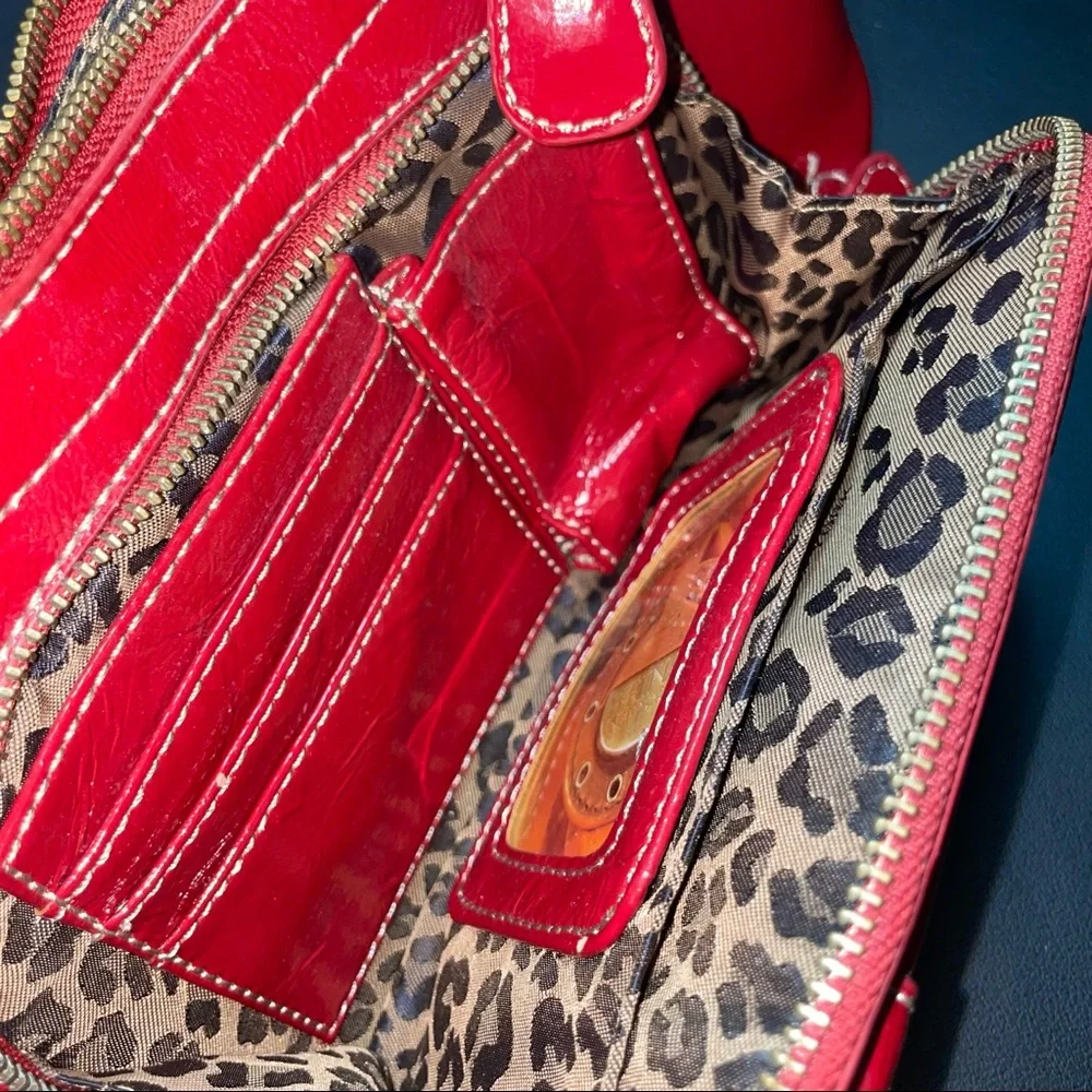 Genuine Patent Leather - Perlina New York - Red Shoulder Bag - Picture 4 of 5